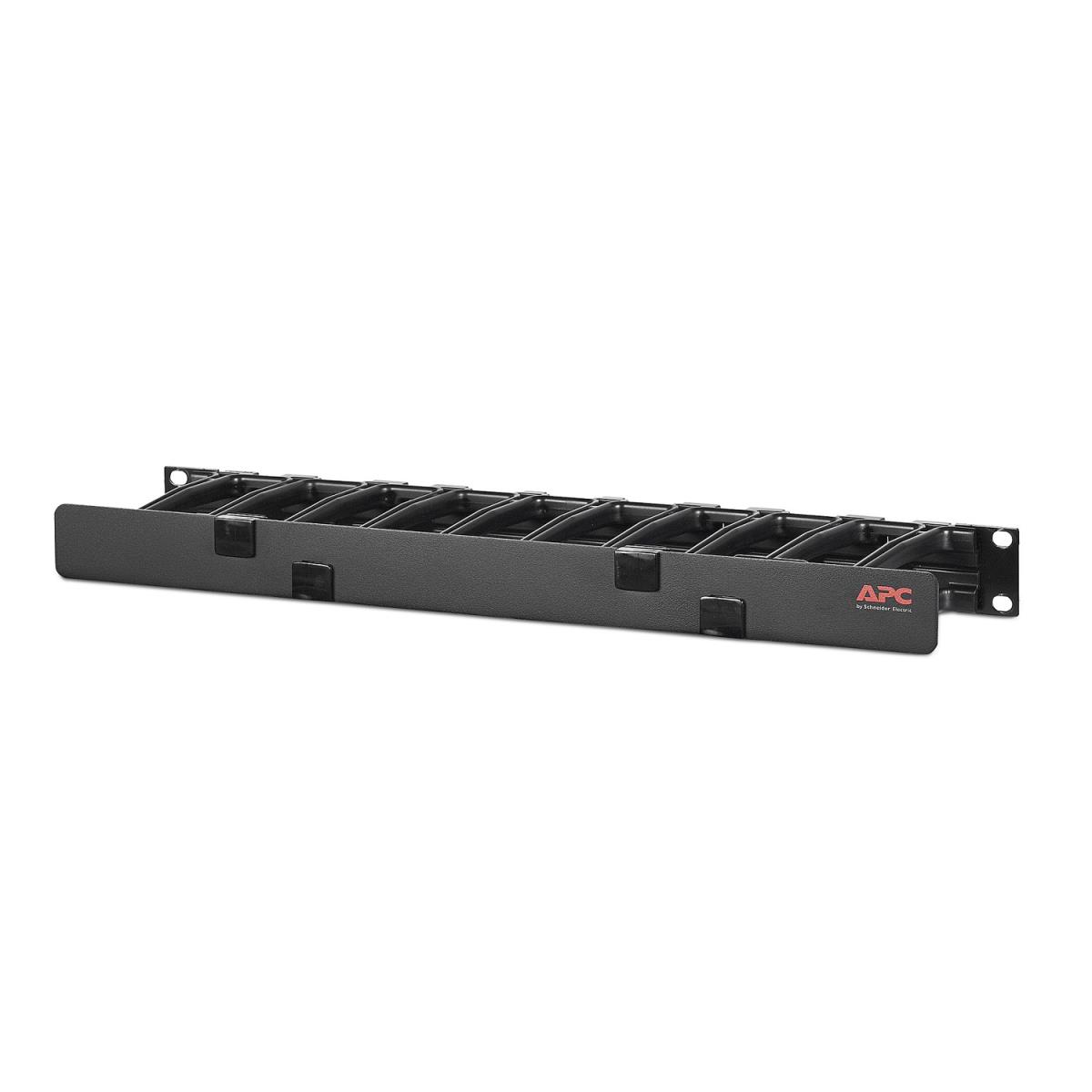 APC Horizontal Cable Manager, 1U x 4in Deep, Single-Sided with Cover
