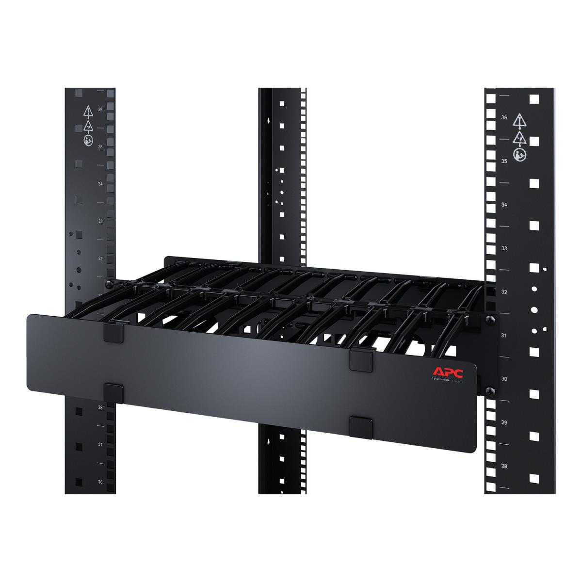 APC Horizontal Cable Manager, 1U x 4in Deep, Single-Sided with Cover