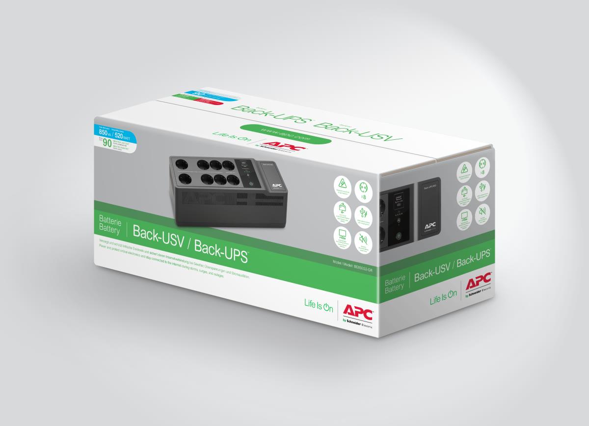 APC Back-UPS 850VA 520Watts 230V, USB Type-C and A Charging Ports - Schuko CEE 7/7P