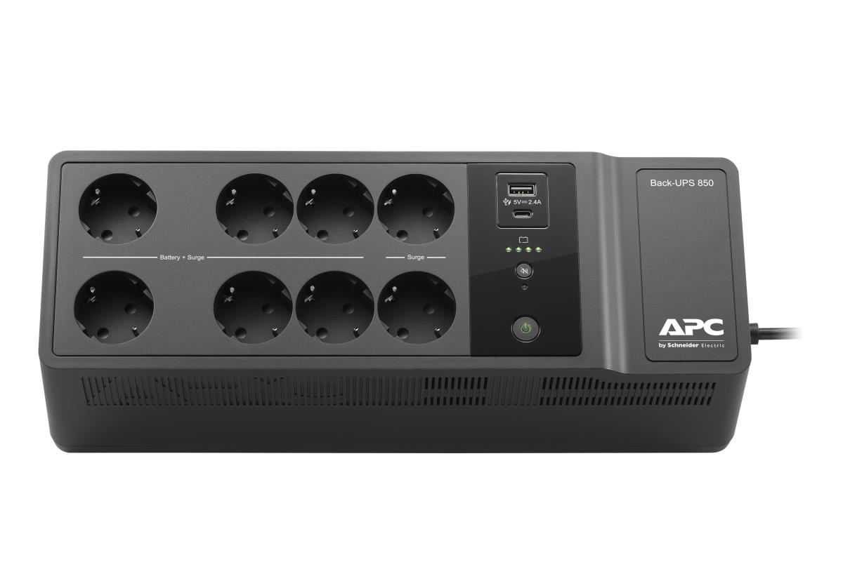 APC Back-UPS 850VA 520Watts 230V, USB Type-C and A Charging Ports - Schuko CEE 7/7P