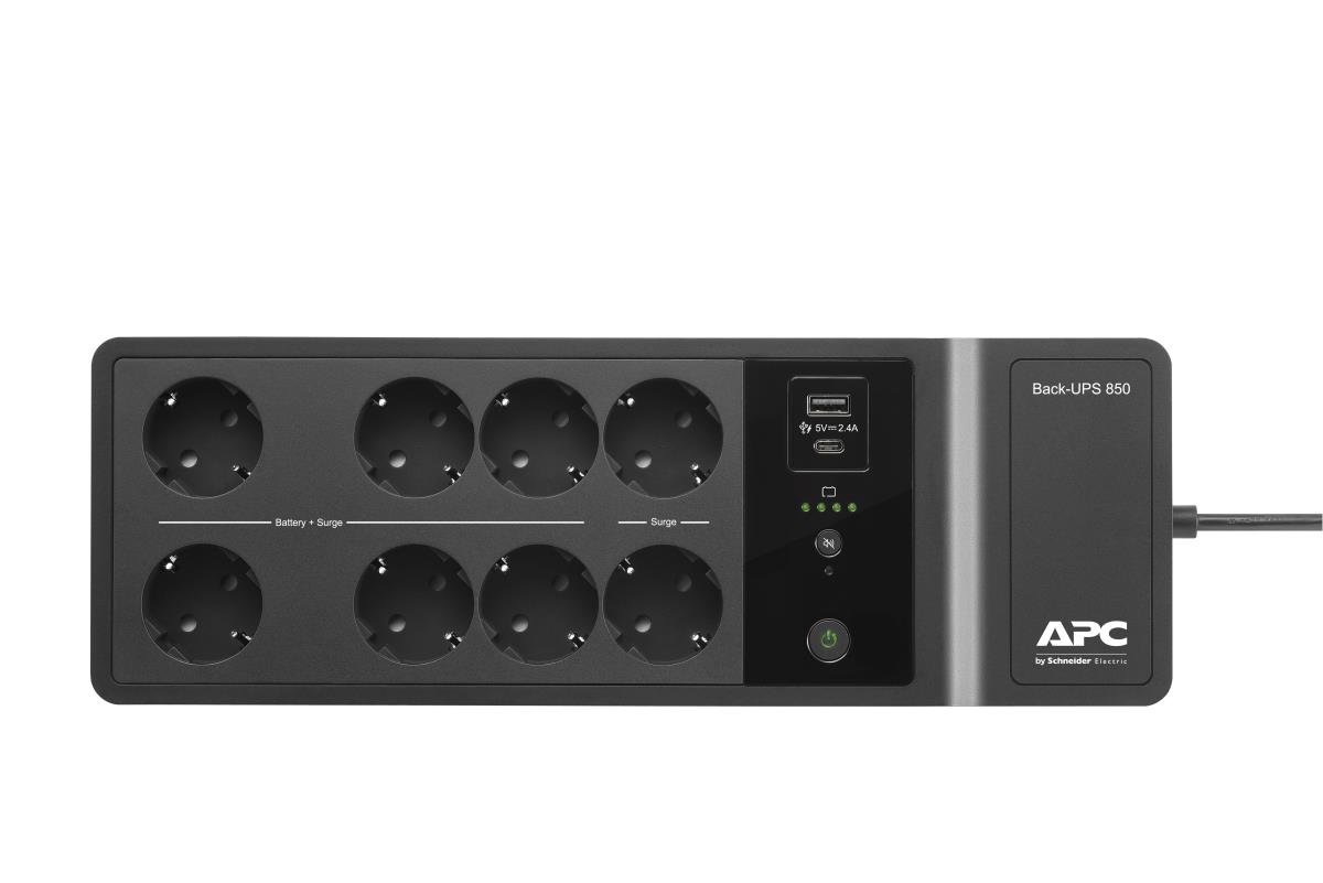 APC Back-UPS 850VA 520Watts 230V, USB Type-C and A Charging Ports - Schuko CEE 7/7P