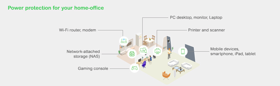 APC Back-UPS, 1050VA/600W Floor/Wall Mount, 230V, 8x British BS1363A outlets, USB Type A+C Port, User Replaceable Battery