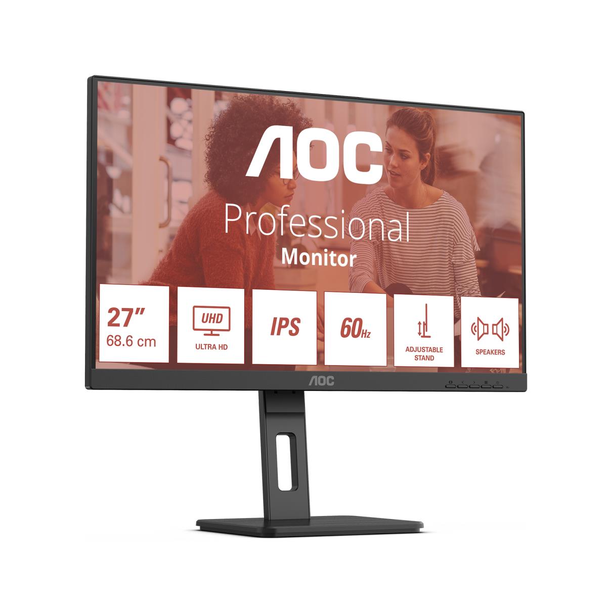 AOC Desktop USB-C Monitor - U27E3UF - 27in - 3840x2160 (4K UHD) - 4ms IPS