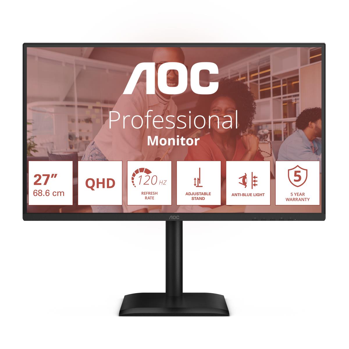 AOC Desktop Monitor - Q27E4U - 27in -2560x1440 (QHD) - 120Hz Speakers