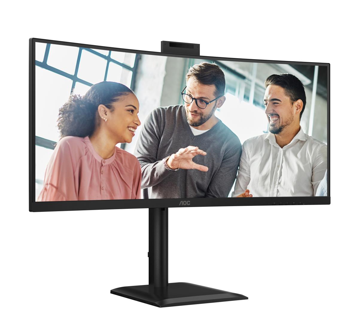 AOC Curved USB-C Monitor - CU34E4CW - 34in - 3440x1440 (UWQHD) - VA 120Hz Win Hello Webcam