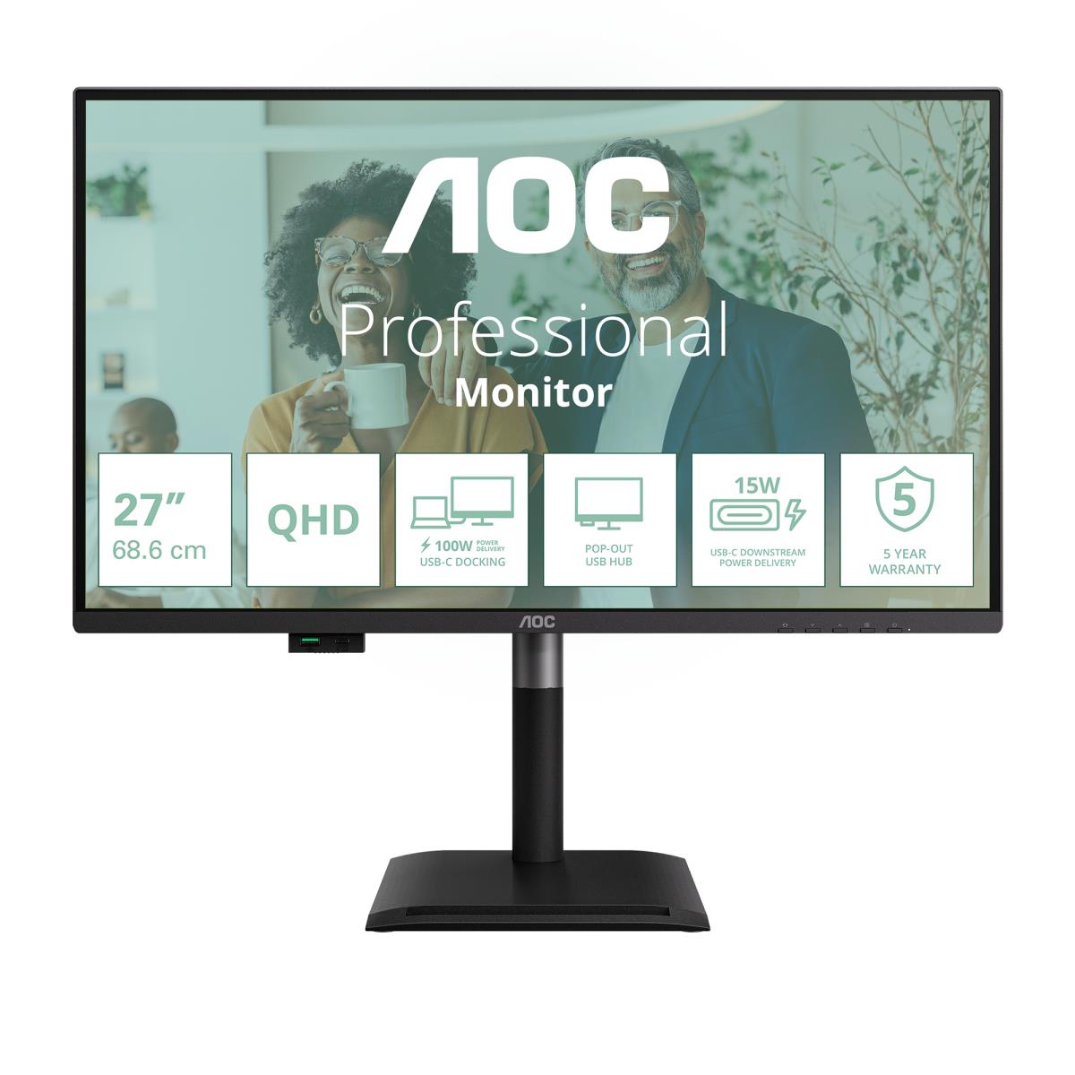 AOC Desktop Monitor - Q27P4U - 27in - 2560x1440 (QHD) - IPS ms