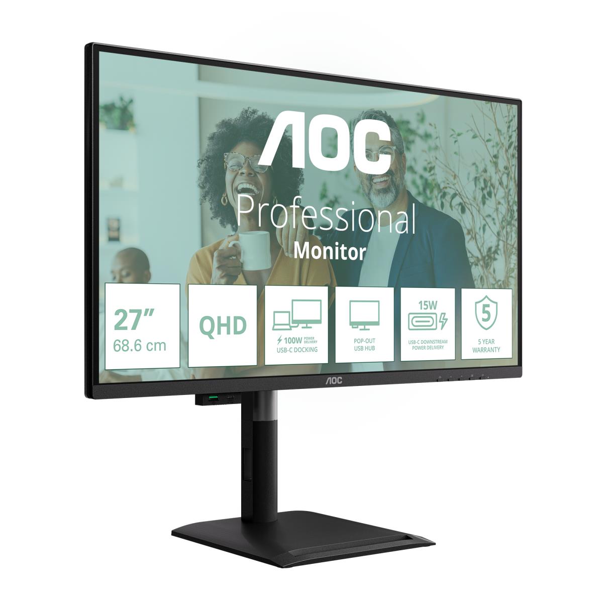 AOC Desktop Monitor - Q27P4U - 27in - 2560x1440 (QHD) - IPS ms