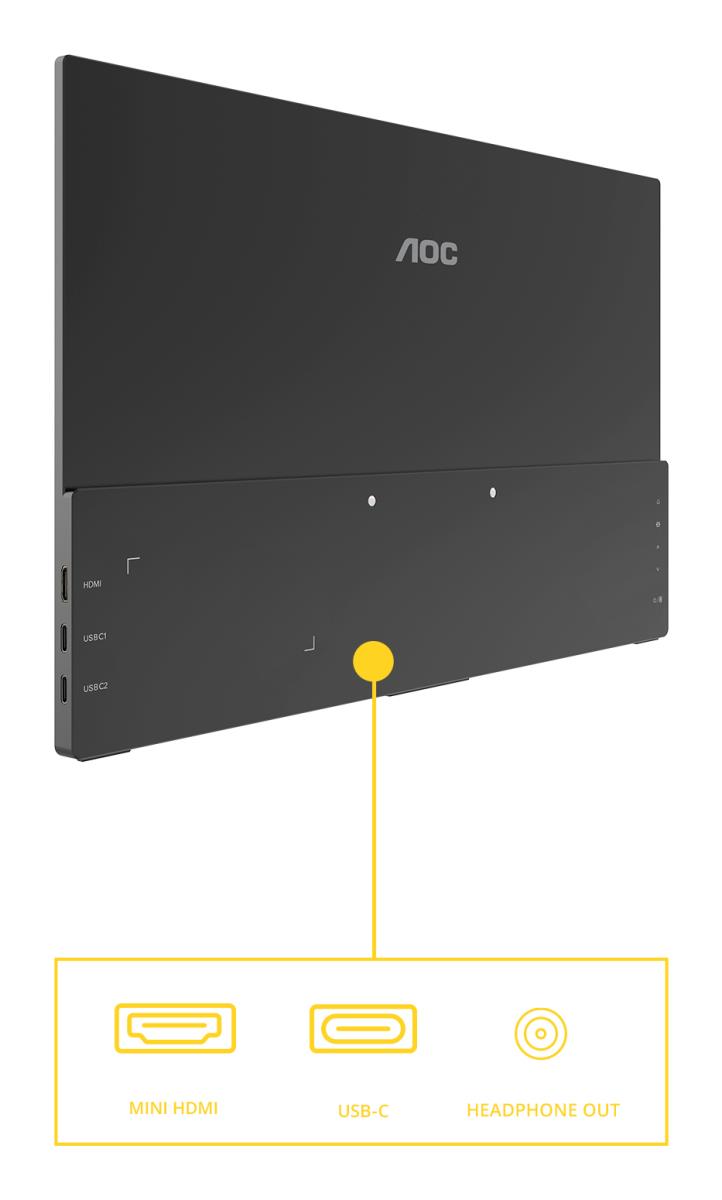 AOC Portable USB-C Monitor - 16T20E2 - 15.6in - 1920x1080 (Full HD) - IPS 4ms