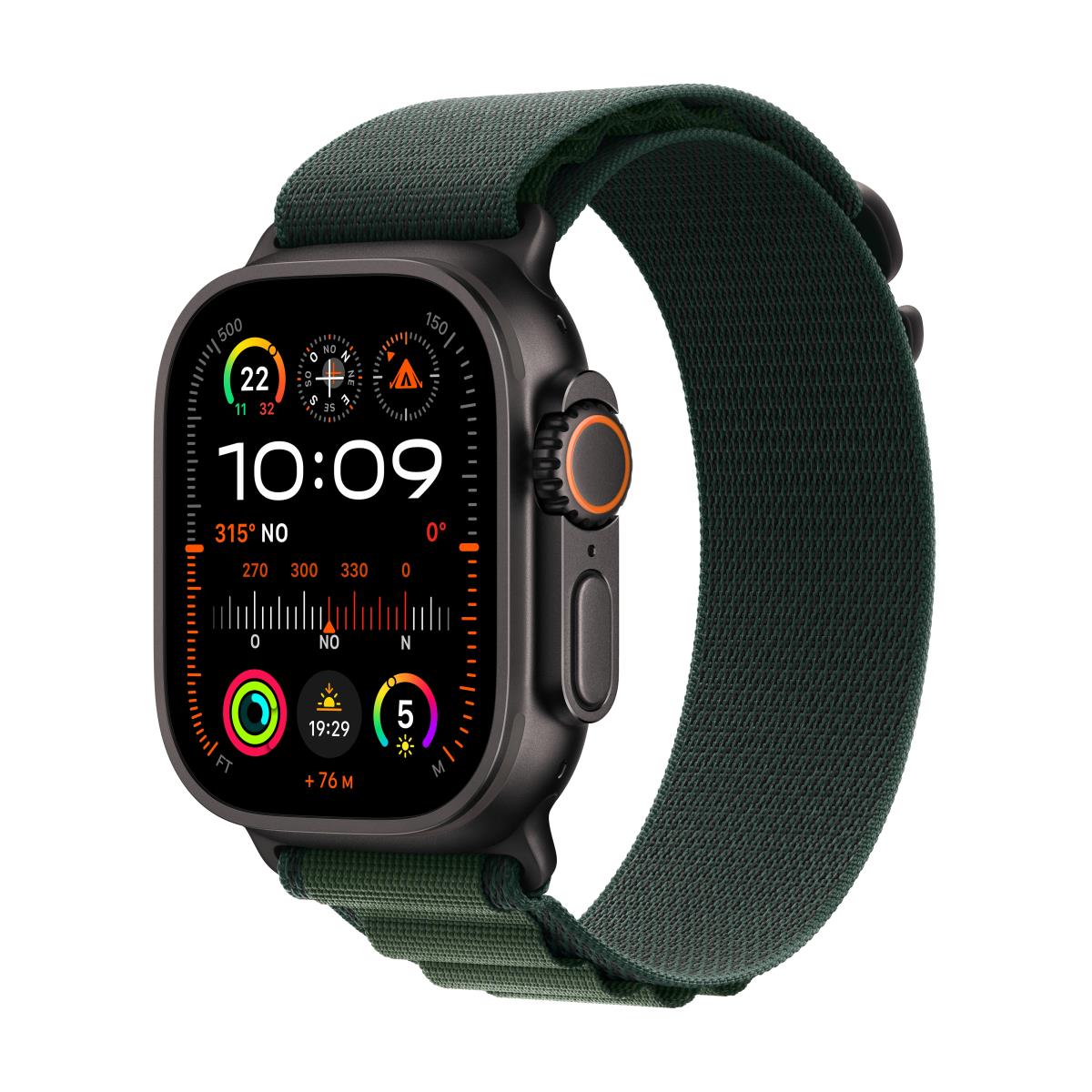 APPLE Watch Ultra 2 Gps + Cellular 49mm Black Titanium Case With Dark Green Alpine Loop - Small (MX4Q3QA/A)