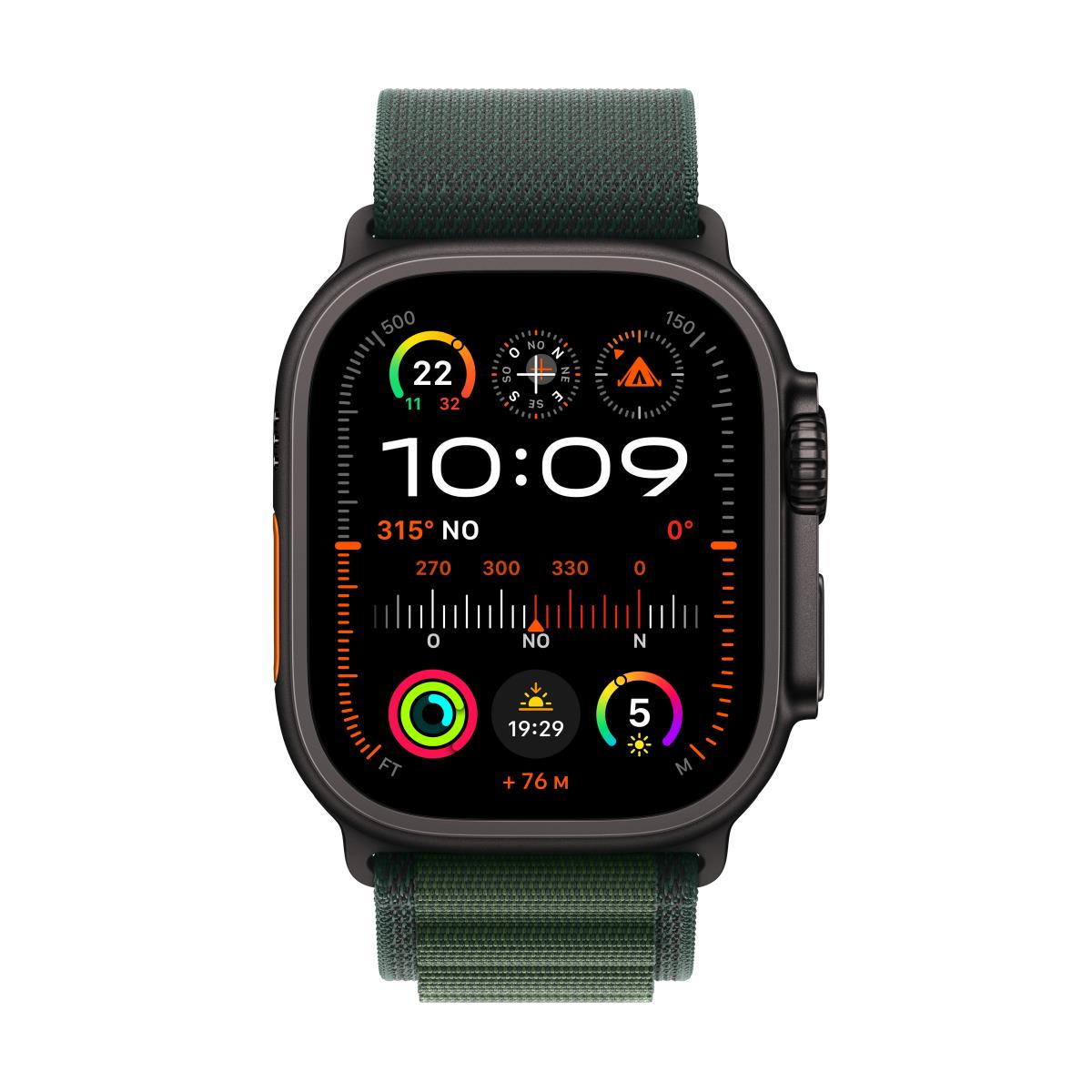 APPLE Watch Ultra 2 Gps + Cellular 49mm Black Titanium Case With Dark Green Alpine Loop - Small (MX4Q3QA/A)