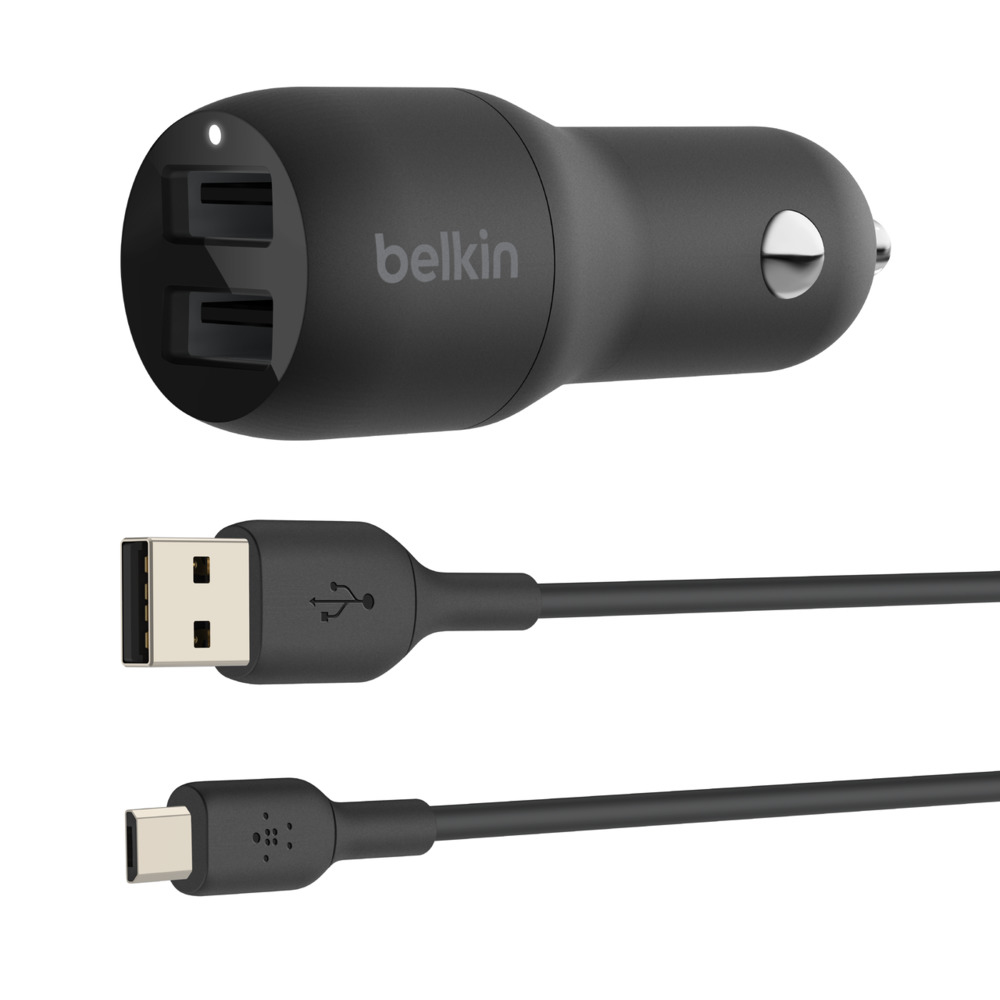 BELKIN Dual USB-a Car Charger 12w X2 Black