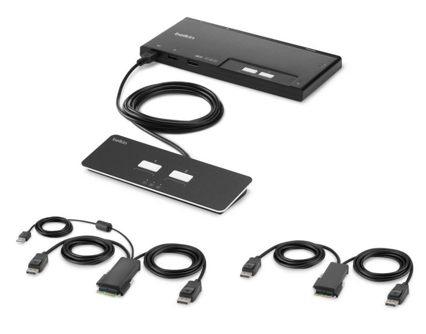 BELKIN 2-port Dual Head Dp Modular Secure KVM Switch Pp4.0 W/remote