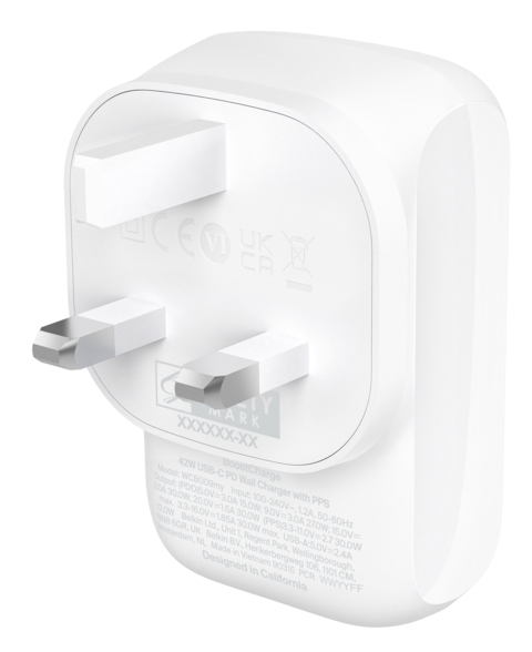 BELKIN 42w USB-c +12w USB-a Dualcharger White