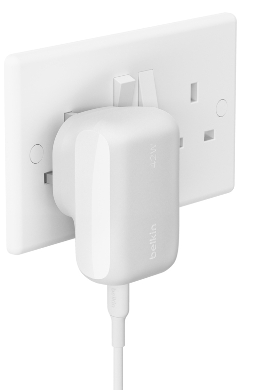 BELKIN 42w USB-c +12w USB-a Dualcharger White