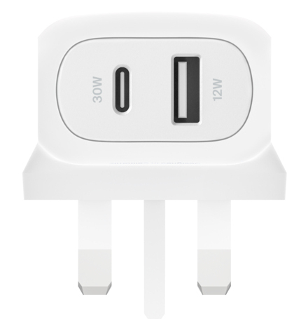 BELKIN 42w USB-c +12w USB-a Dualcharger White