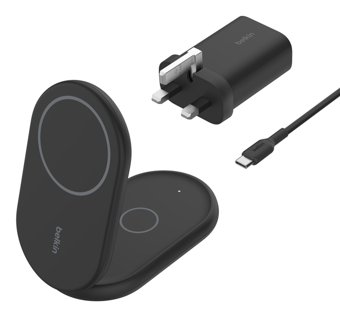 BELKIN Boost Charge Qi2 15w Magnetic 2in1 Stand Black
