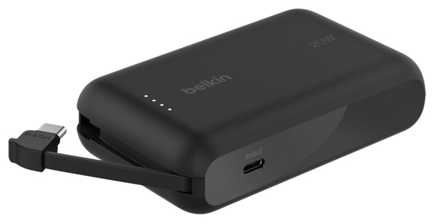 BELKIN 10k Pd20w Integrated USB-c Cable Power Bank Black