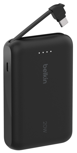 BELKIN 10k Pd20w Integrated USB-c Cable Power Bank Black