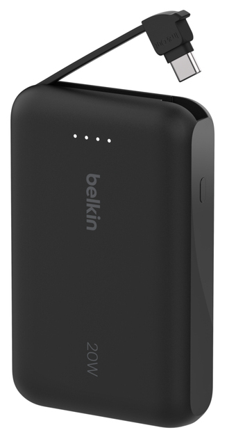 BELKIN 10k Pd20w Integrated USB-c Cable Power Bank Black