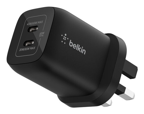 BELKIN Wall Charger - Gaming - 65w Dual Gan USB-c - Black For Nintendo Switch 2