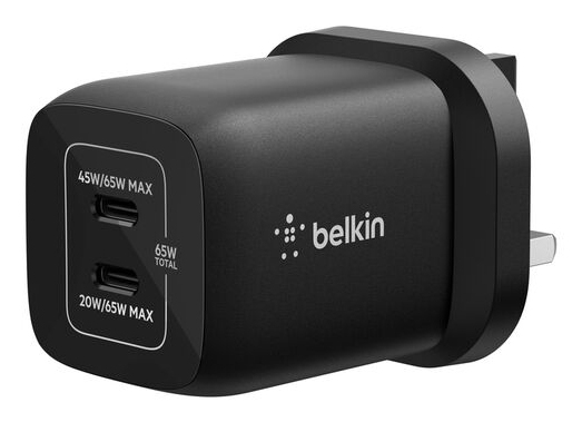 BELKIN Wall Charger - Gaming - 65w Dual Gan USB-c - Black For Nintendo Switch 2
