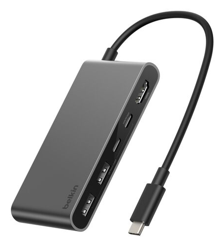 BELKIN Connect 5-in-1 USB-c Hub W Dual USB-c Gray