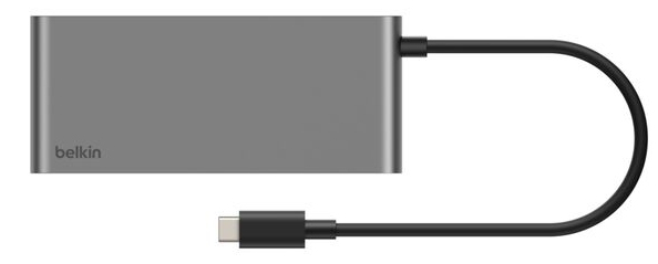 BELKIN Connect 8-in-1 USB-c Hub With Dual USB-c Gray