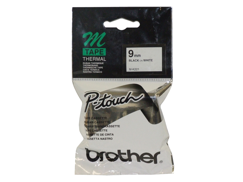 BROTHER M-tape 9mm Black On White 8m (m-k221bz)
