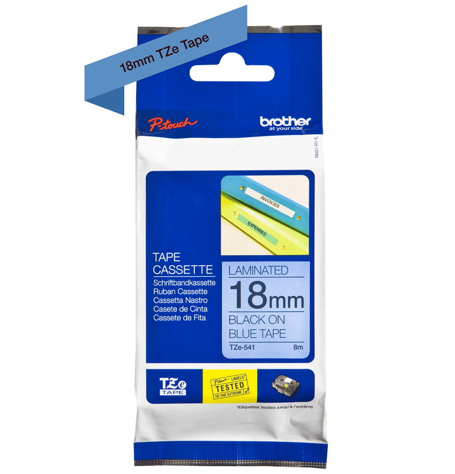 BROTHER Tape 18mm Lami Black On Blue (tze-541)