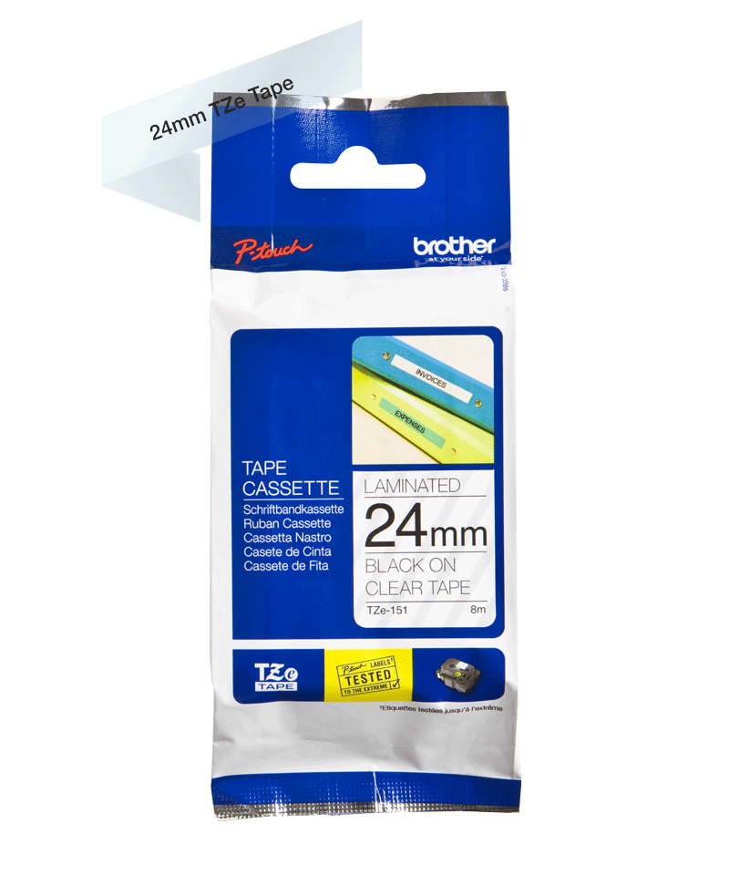 BROTHER Tape 24mm Lami Black On Clear (tze-151)