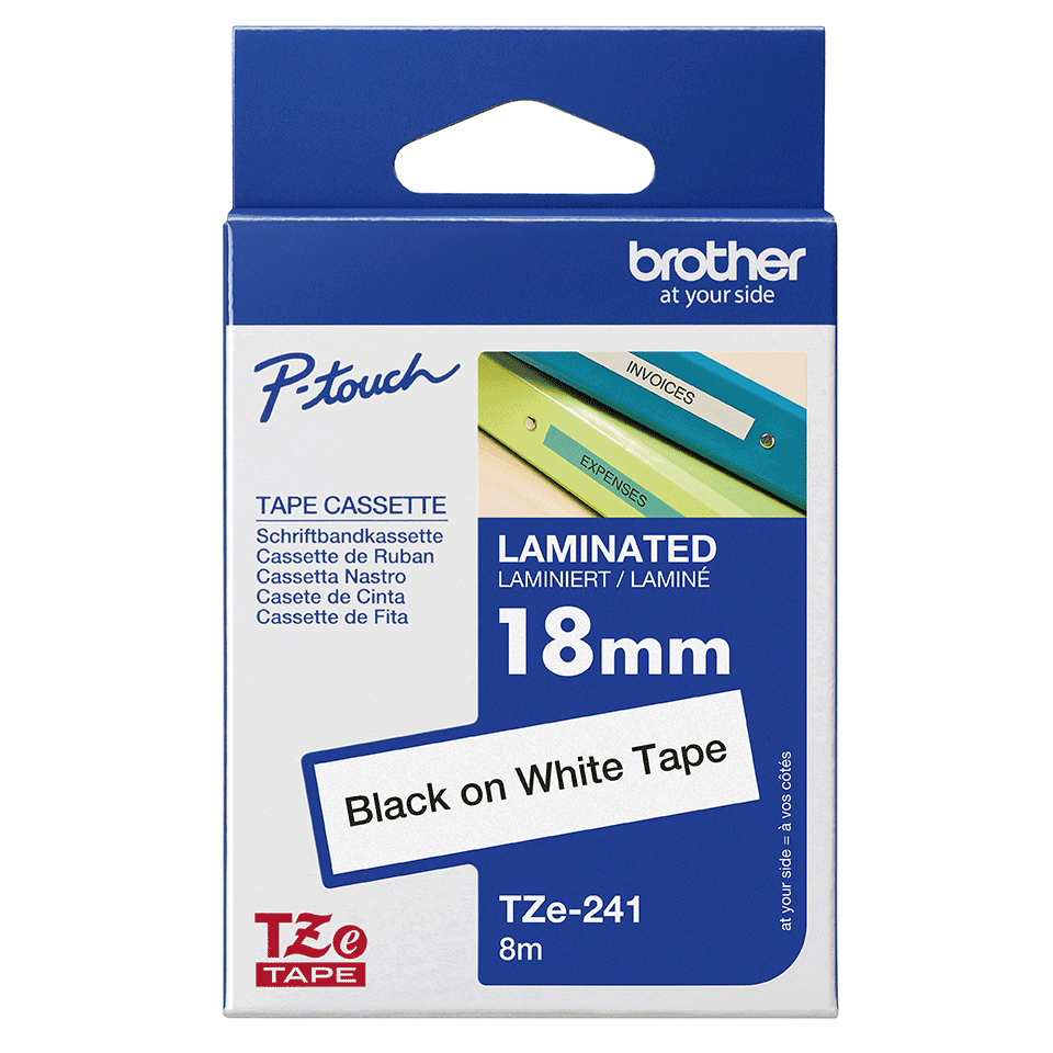 BROTHER Tape 18mm Lami Black On White (tze-241)