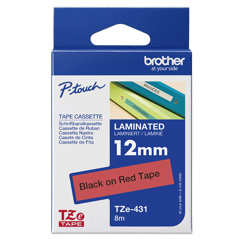 BROTHER Tape 12mm Lami Black On Red (tze-431)