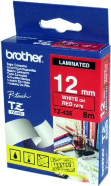 BROTHER Tape 12mm Lami White On Red (tze-435)