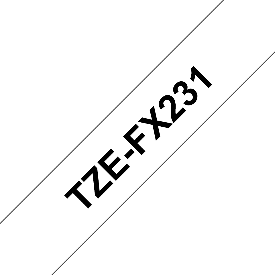 BROTHER Flexible Tape 12mm Black On White (tze-fx231)