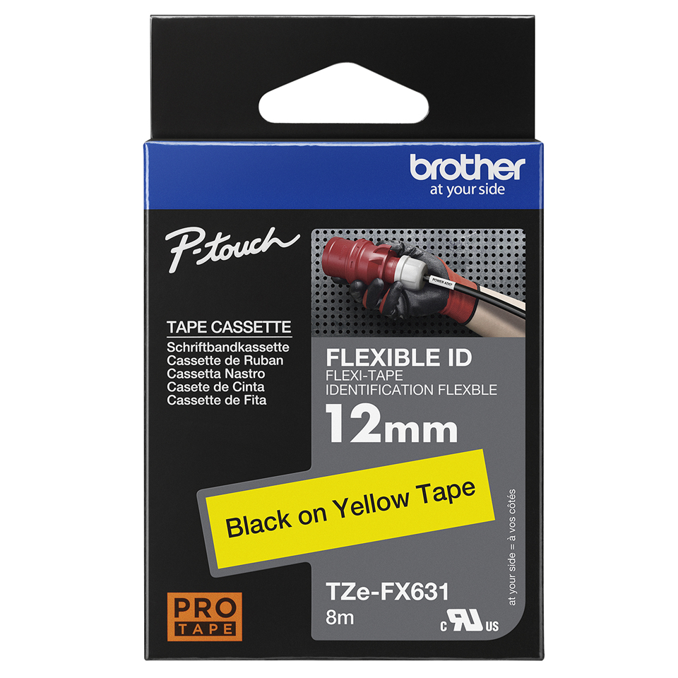 BROTHER Flexible Tape 12mm Black On Yellow (tze-fx631)