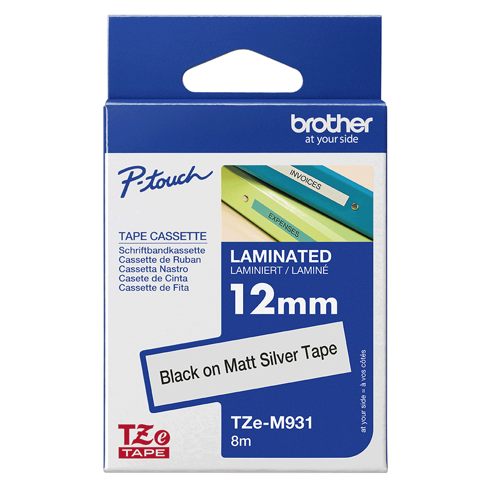 BROTHER Tape 12mm Mat Metalic Black On Silver (tze-m931)