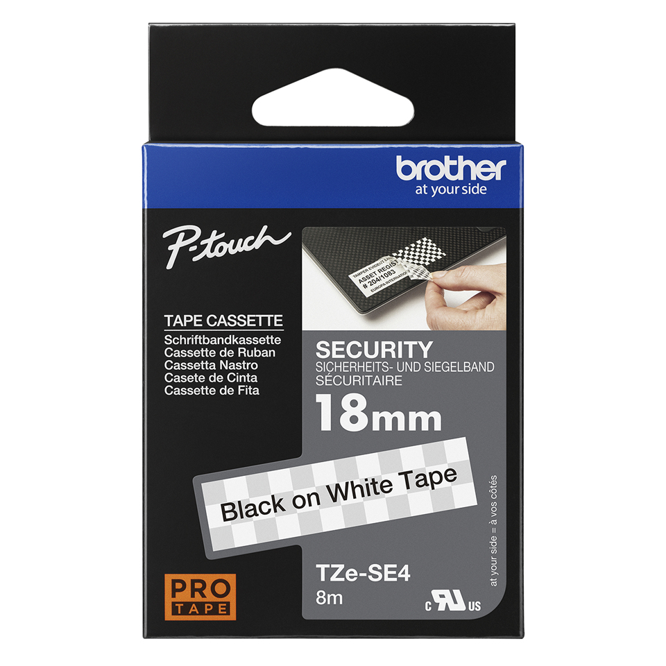 BROTHER Tape 18mm Black On White Security (tze-se4)