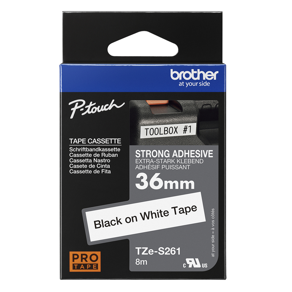 BROTHER Tape 36mm Black On White Strong Adhesive (tze-s261)