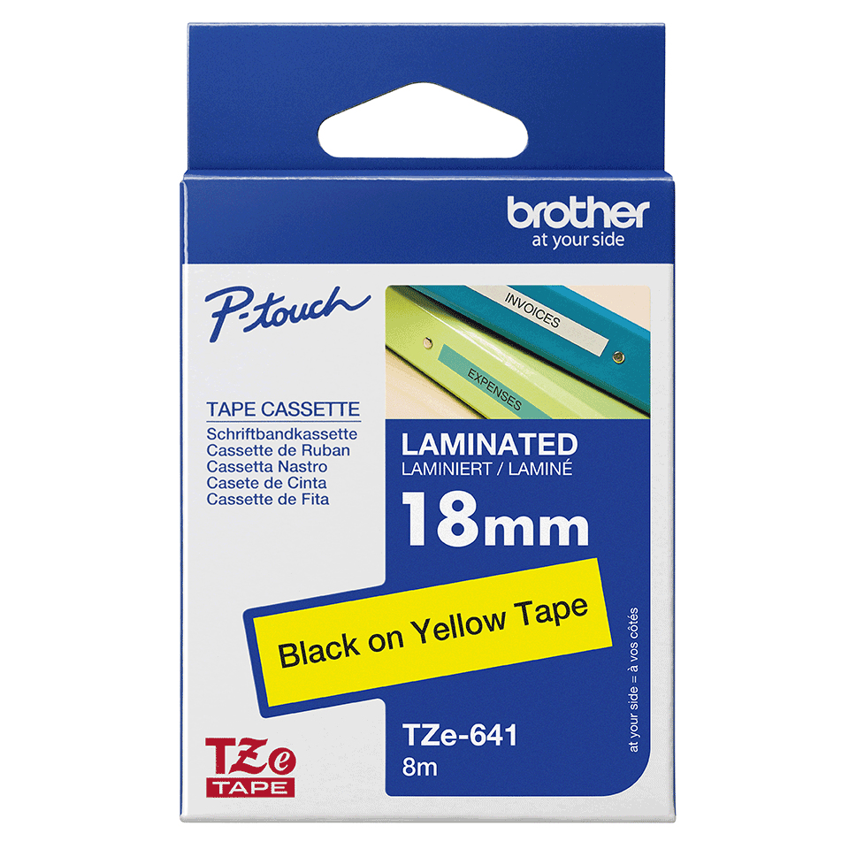 BROTHER Tape 18mm Lami Black On Yellow (tze-641)