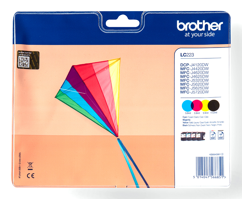 BROTHER Ink Cartridge - Lc223 - Multipack - 550 Pages - Black / Cyan / Magenta / Yellow