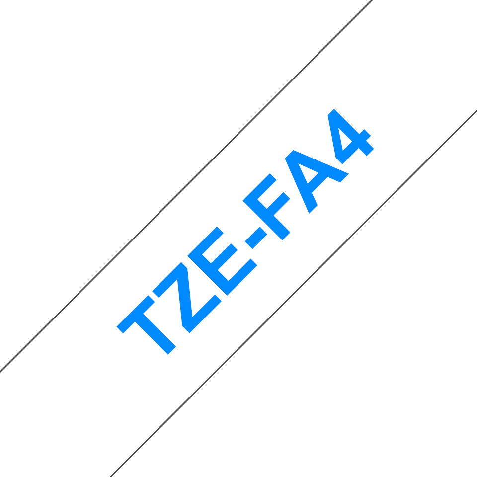 BROTHER Tape TZe 18mm Blue On White Iron-on Fabric