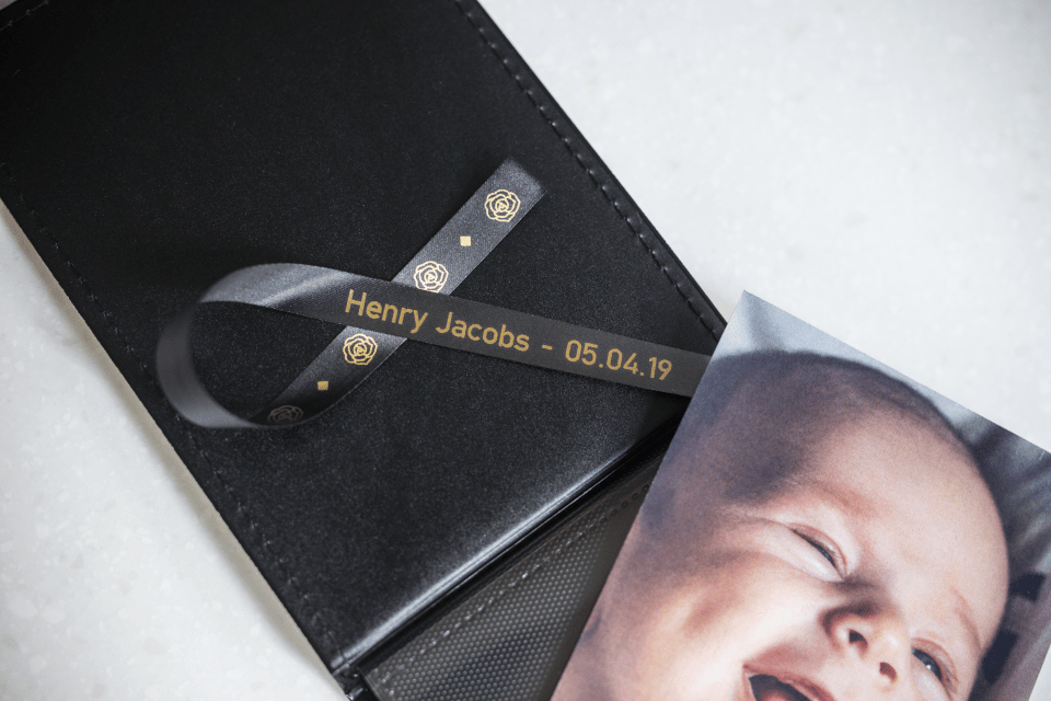 BROTHER Tape Tzer334 12mm Gold On Black Satin Ribbon