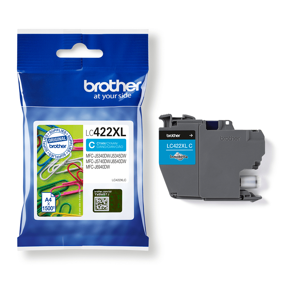 BROTHER Ink Cartridge - Lc422xlc - 1500 Pages - Cyan - Single Blister Pack