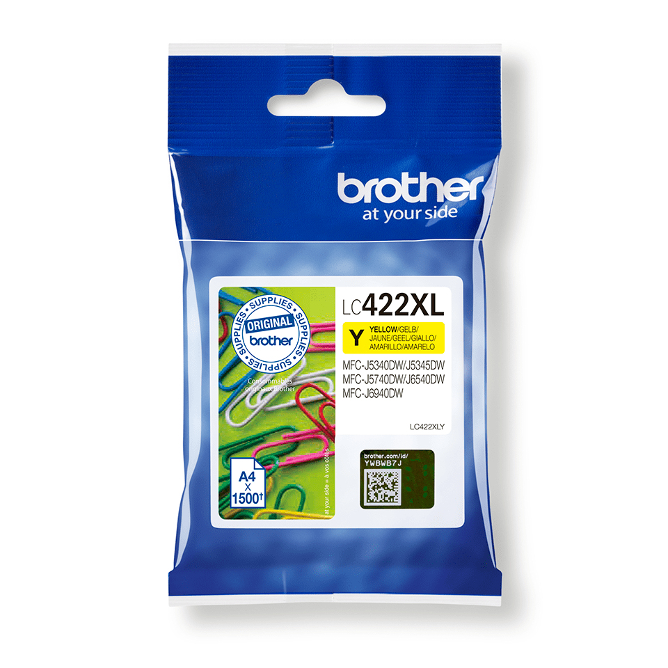 BROTHER Ink Cartridge - Lc422xly - 1500 Pages - Yellow - Single Blister Pack