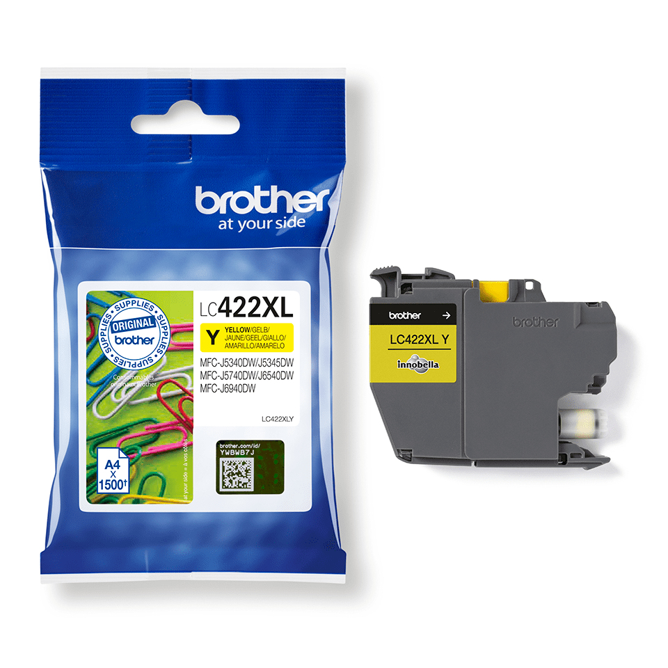 BROTHER Ink Cartridge - Lc422xly - 1500 Pages - Yellow - Single Blister Pack
