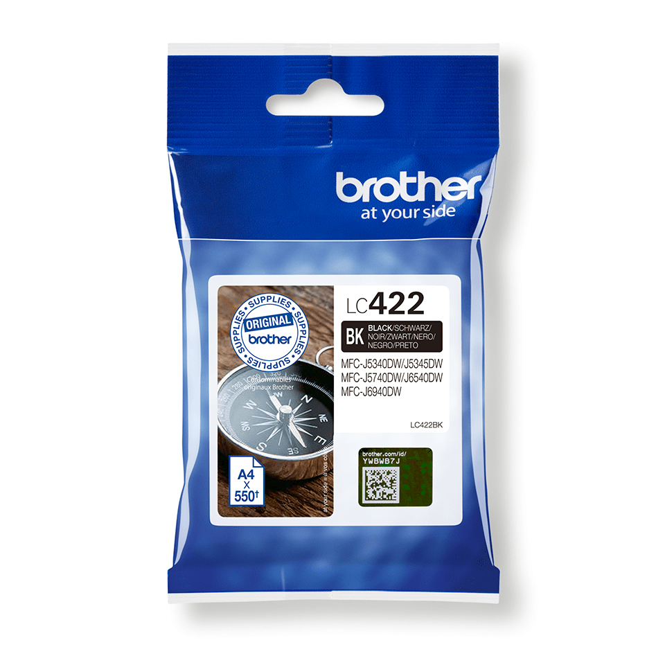 BROTHER Ink Cartridge - Lc422bk - 550 Pages - Black - Single Blister Pack