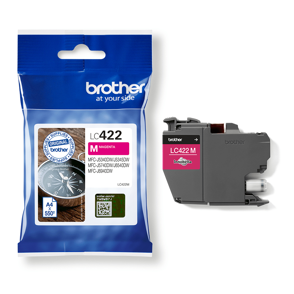 BROTHER Ink Cartridge - Lc422m - 550 Pages - Magenta - Single Blister Pack