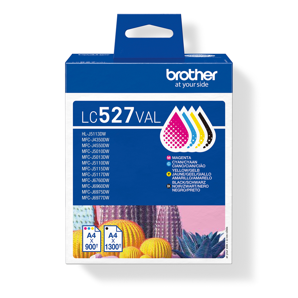 BROTHER Ink Cartridge - Lc527val Value Pack - 1300 Pages - Black / 900 Pages - Cyan, Yellow, Magenta