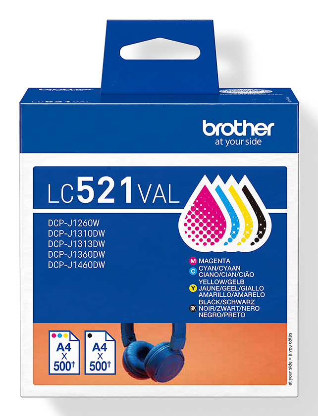 BROTHER Ink Cartridge - Lc521val - 500 Pages - Value Pack (black, Cyan, Magenta, Yellow)