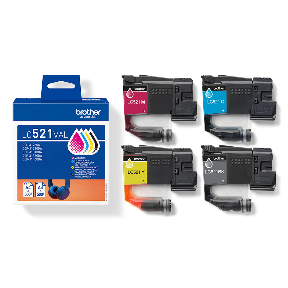 BROTHER Ink Cartridge - Lc521val - 500 Pages - Value Pack (black, Cyan, Magenta, Yellow)
